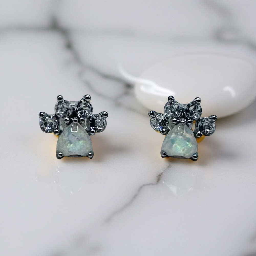 Opal Paw Print Stud Earrings